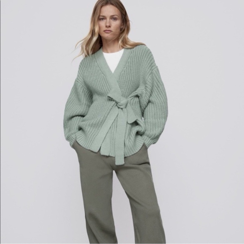 Zara Sage Green Knit Sweater
